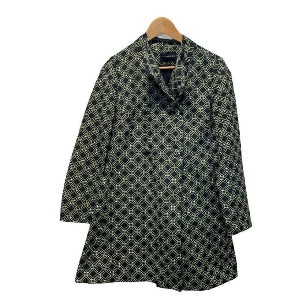 Banana Republic Jacket Trench Mondern Blue Green Double Breasted Coat Sz S